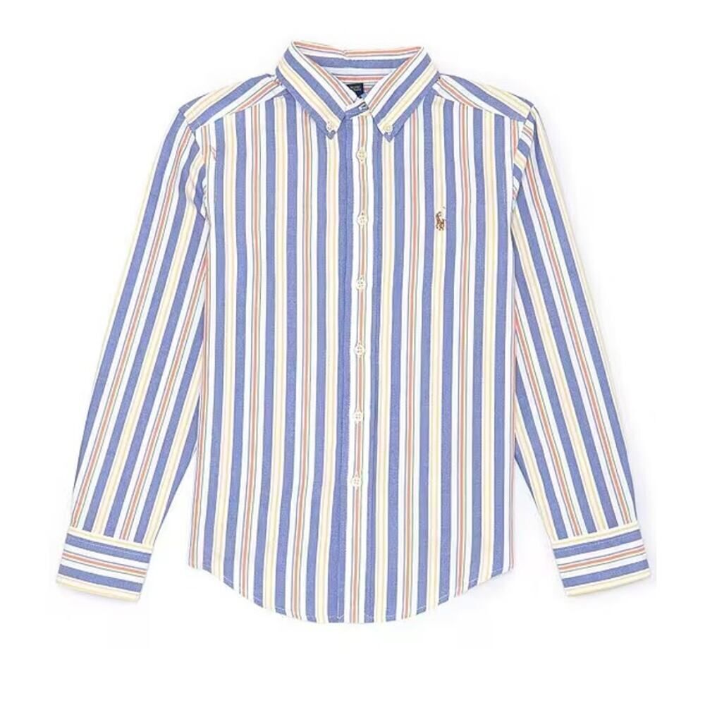 Polo Ralph Lauren‎ Boys Blue and Yellow Striped Button Down Size L(14-16)